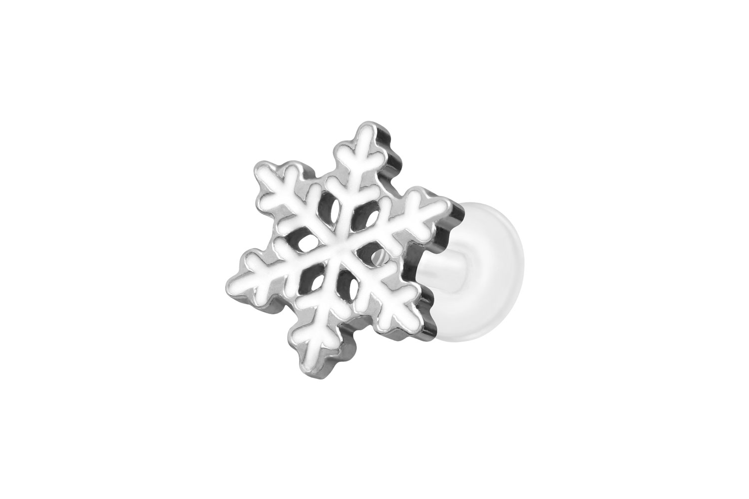 PTFE Labret Piercing mit Innengewinde + Titan-Aufsatz SCHNEEFLOCKE